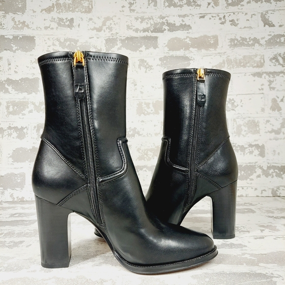 NEW Franco Sarto Womens Informa Whit Black Leather Block Heel Ankle Boots O573 - Picture 8 of 13